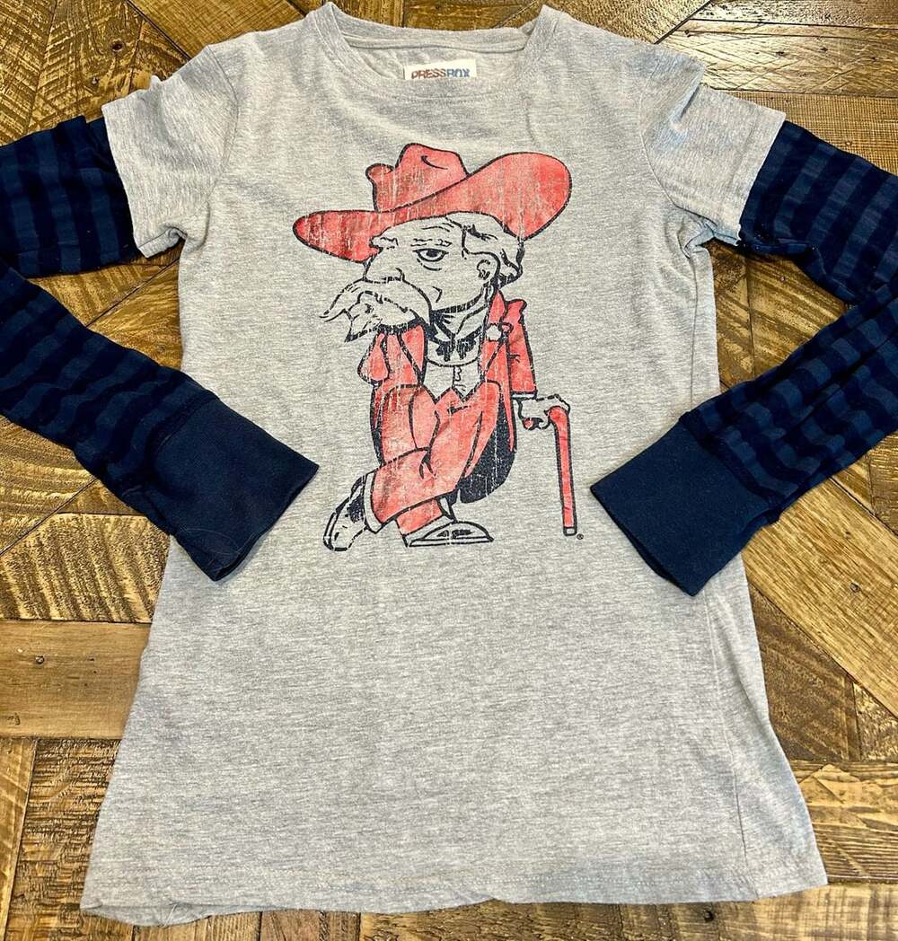 Pressbox Arkansas Razorbacks Long Sleeve Layered T-Shirt Size M Gray